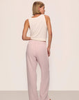 Model is wearing Nautico Boxer Pant in  Feeder Stripespale Mauve/White