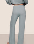 Model is wearing Cozy Time Pant in Lead