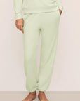 Model is wearing French Terry Jogger in Matcha