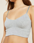 Model wears Elon Relaxed Rib Bralette in Heather Grey.