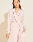 Model is wearing the Gisele TENCEL™ Modal Robe in sorbet pink/black.
