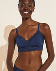 Model wears Rosalia TENCEL™ Modal Bralette in Navy.