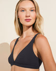 Model wears Pima Stretch Cotton V Bralette in Black.