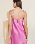Model wears Inez Washable Silk Short Slip in Italian Rose.
