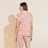 Eberjey Gisele Printed TENCEL™ Modal Short Sleeve Cropped PJ Set - Fiore Rose Cloud/Ivory