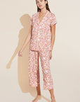 Gisele Printed TENCEL™ Modal Short Sleeve Cropped PJ Set - Fiore Rose Cloud/Ivory