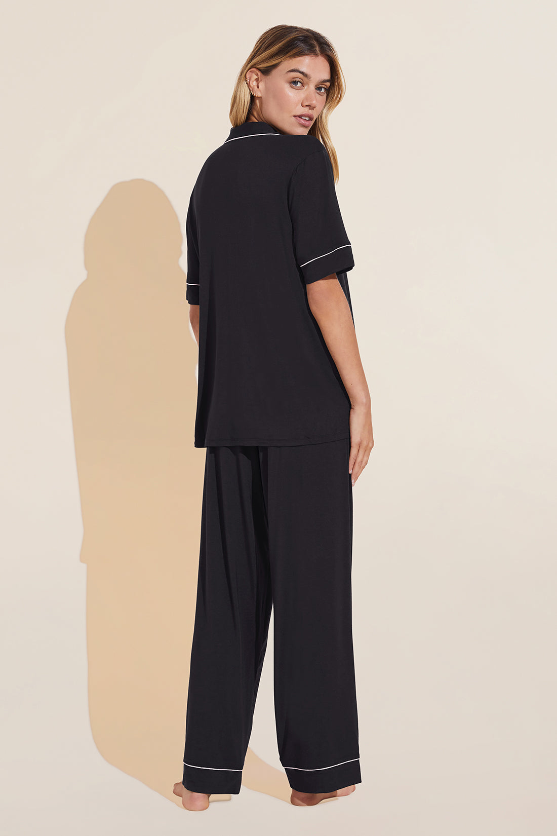Gisele TENCEL™ Modal Short Sleeve &amp; Pant PJ Set - Black/Sorbet Pink