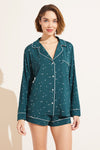 Gisele Printed TENCEL™ Modal Long Sleeve & Shortie Short PJ Set - Forest Evergreen/Bone