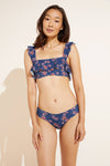 Jane Printed Textured Bikini Top - Peacoat/Brick