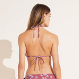 Eberjey Nessa Printed Textured Bikini Top - Brick/Delphinium