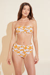 Summer Printed Textured Bikini Top - Mango/Lilac
