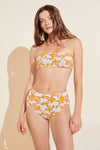 Summer Printed Textured Bikini Top - Mango/Lilac
