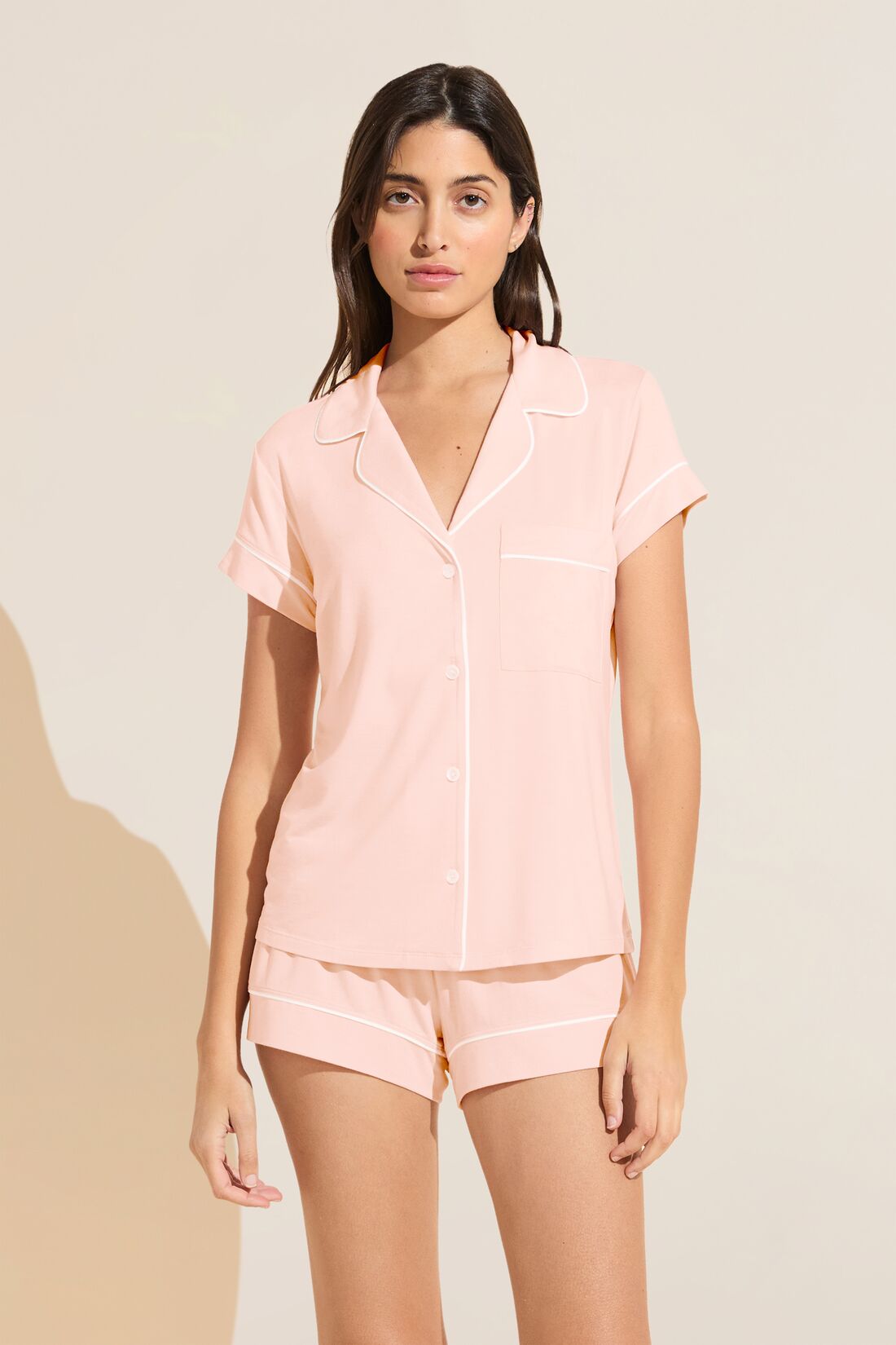 Gisele TENCEL™ Modal Shortie Short PJ Set in Petal Pink/Ivory