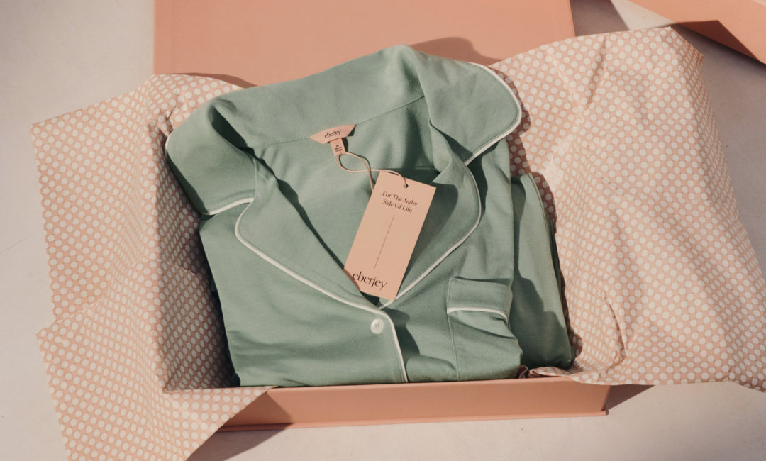 Image of gift box with Gisele TENCEL™ Modal Long PJ Set in Canal Blue Set