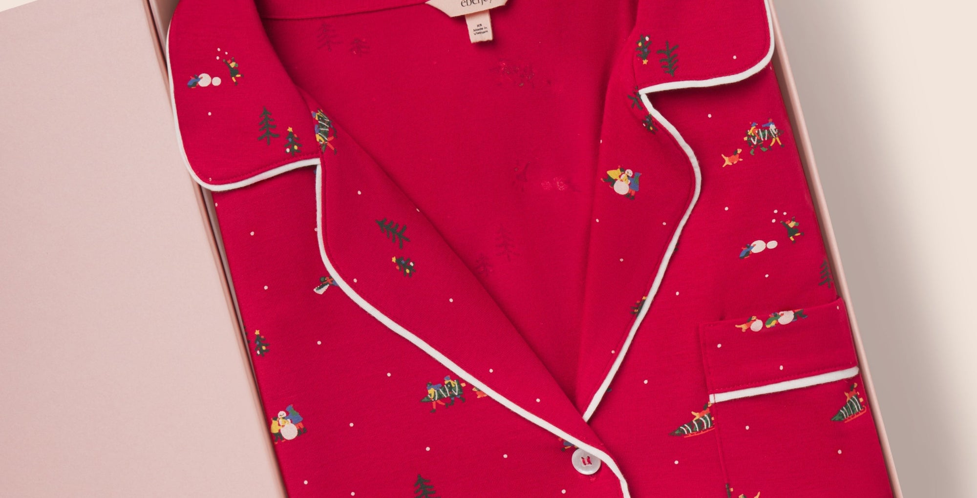 Gisele Printed PJ in Winter Wonderland Haute Red/Ivory to preview the Exclusive Holiday PJs First Look