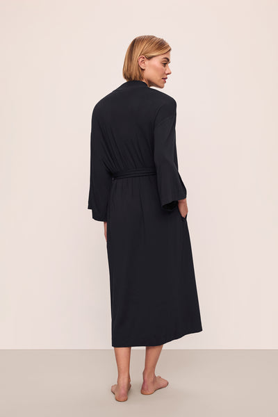 Model is wearing Gisele Tencel™ Modal Everyday Robe in Black
