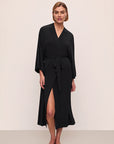 Model is wearing Gisele Tencel™ Modal Everyday Robe in Black
