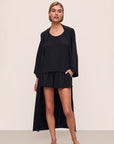 Model is wearing Gisele Tencel™ Modal Everyday Robe in Black
