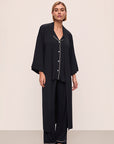 Model is wearing Gisele Tencel™ Modal Everyday Robe in Black
