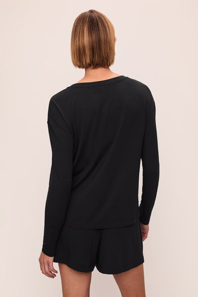 Model is wearing Gisele Tencel™ Modal Long Sleeve in Black
