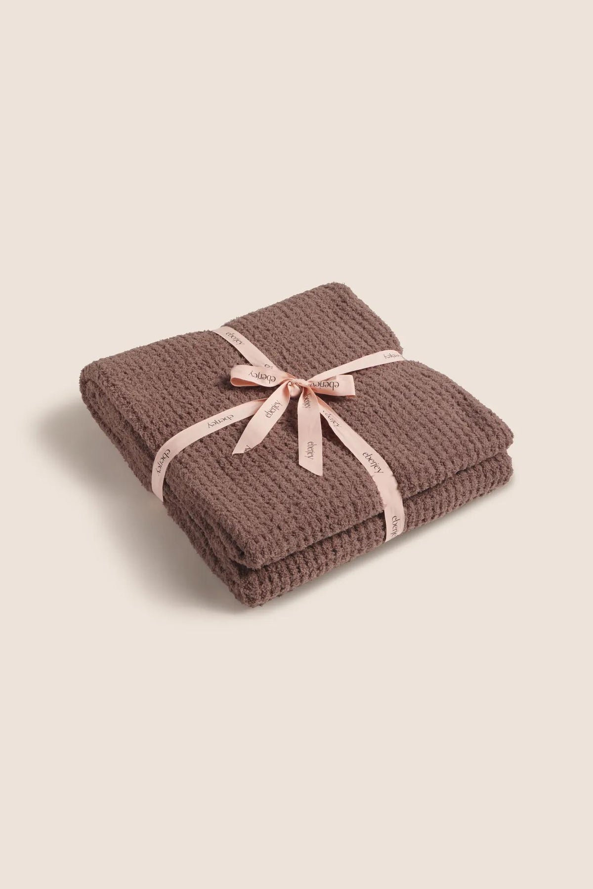 Recycled Boucle Waffle Blanket in Deep Taupe