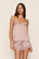 Model is wearing Washable Silk Printed Lace Cami & Short Set in Animal Instinct Woodrose/Woodr