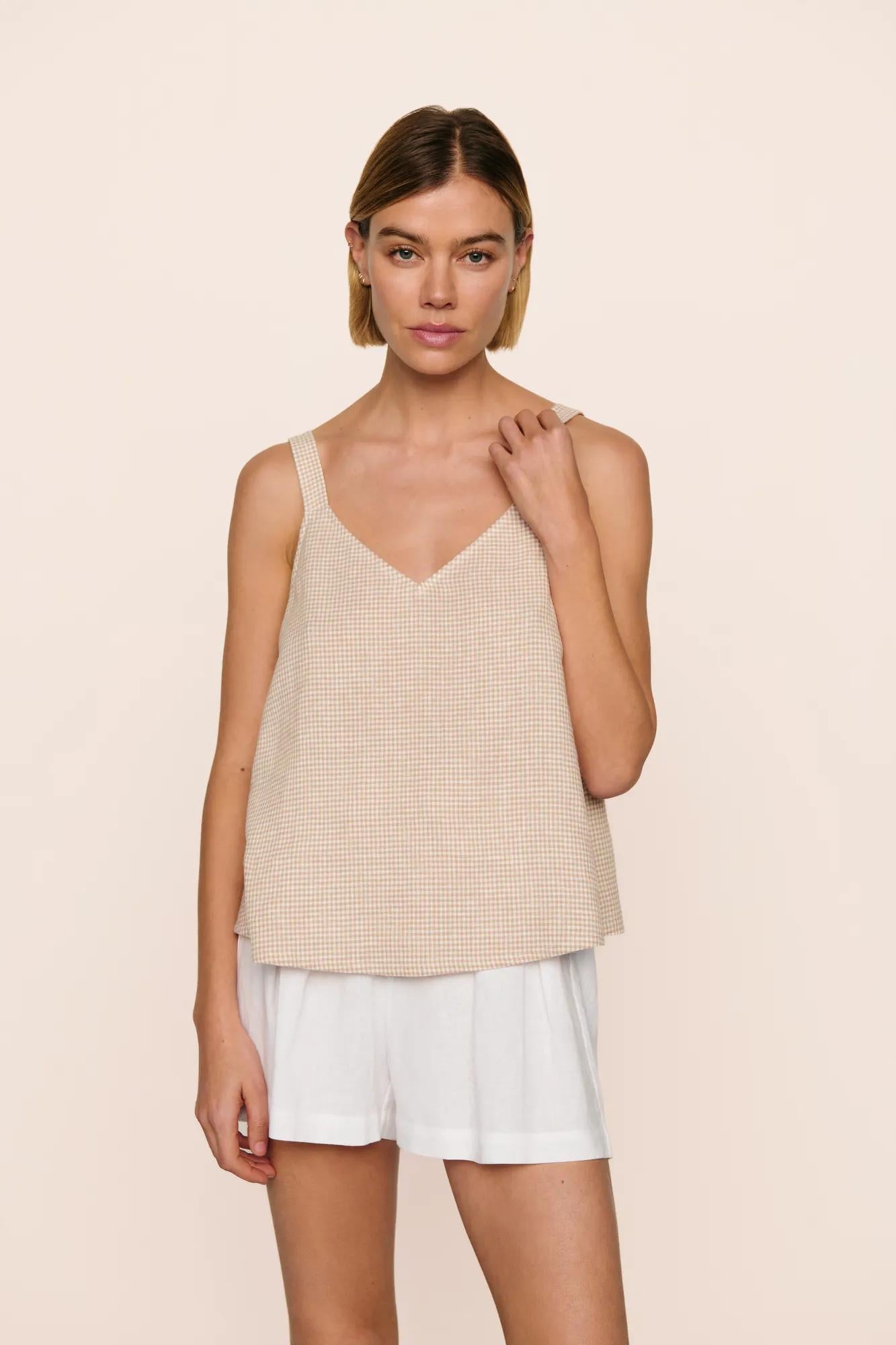 Linen Blend V Neck Cami – Eberjey