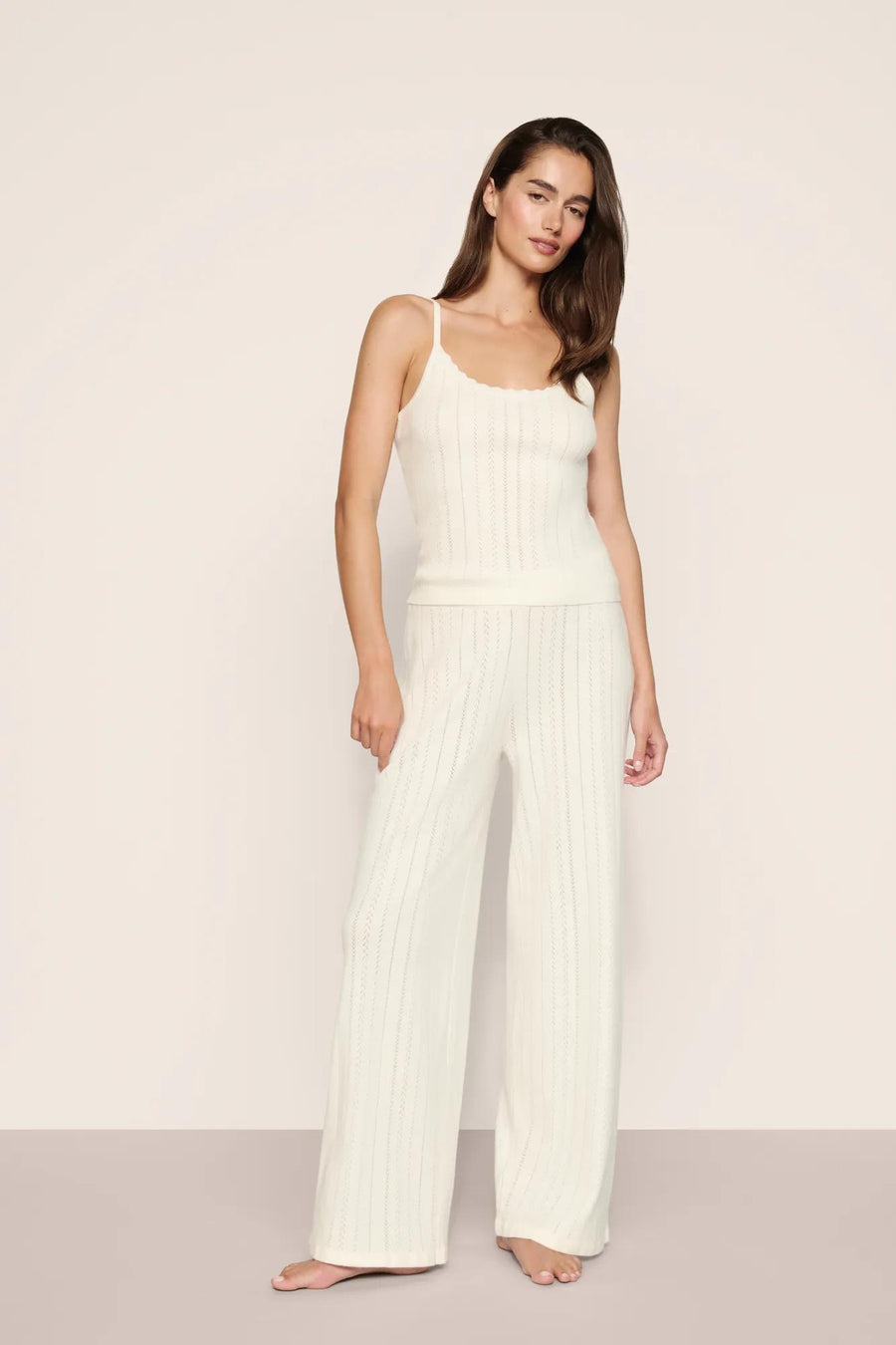 Pointelle Sweater Scoop Neck Cami in Ivory