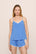 Model is wearing Frida TENCEL™ Modal Cami & Shortie Short PJ Set in CornflowerBlue/White