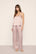 Model is wearing Washable Silk Printed Lace Cami & Pant Set in Animal Instinct Woodrose/Woodr