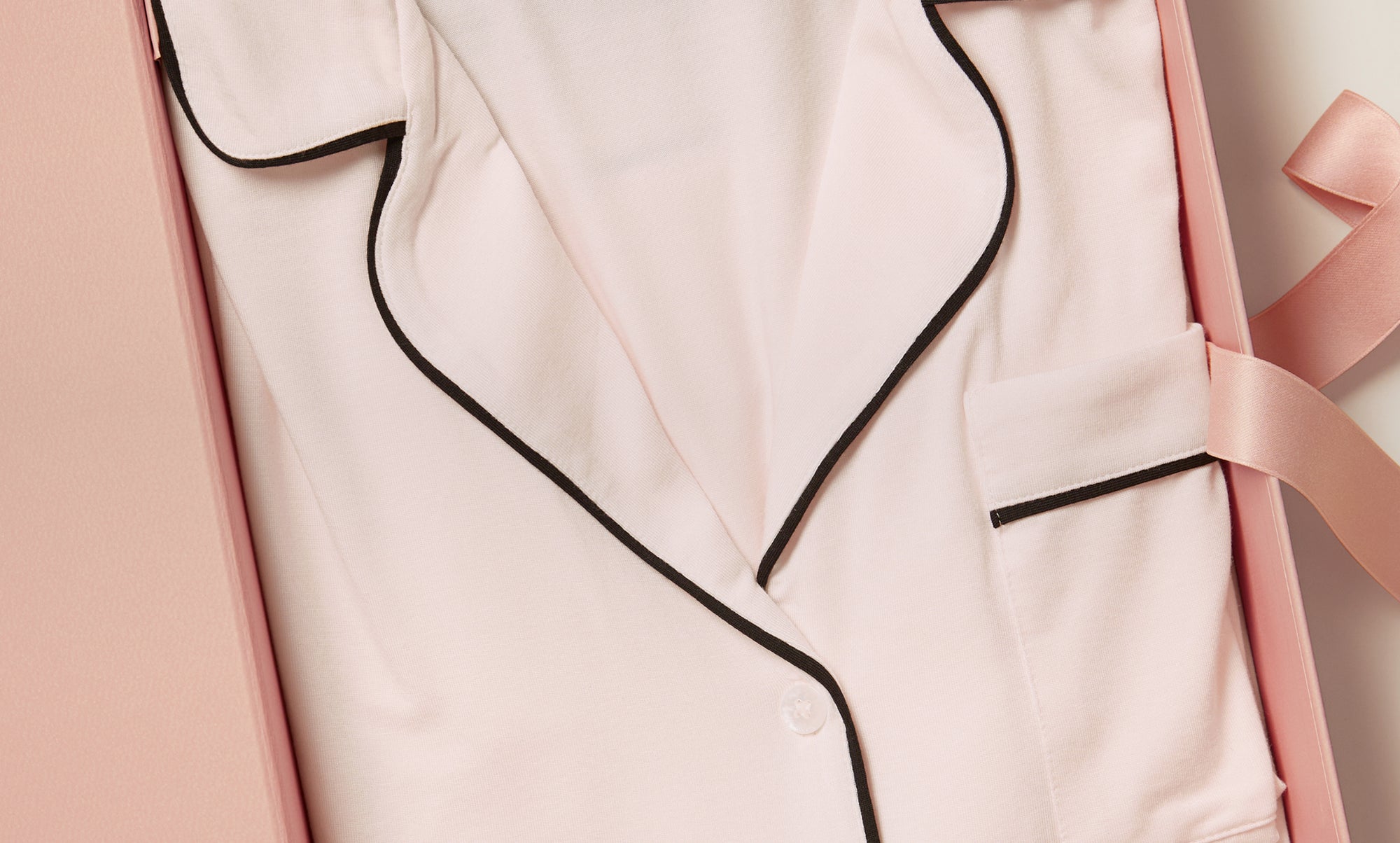 Image of Gisele TENCEL™ Modal Long PJ Set in Sorbet Pink/Black in box