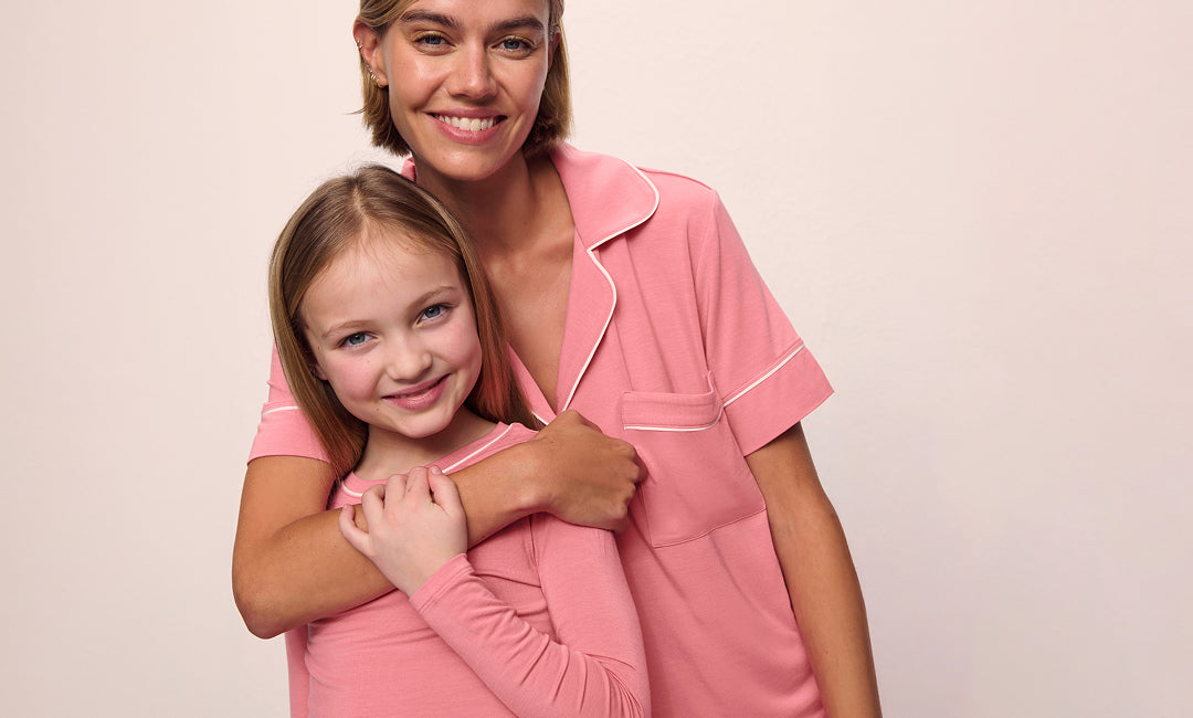 Image of Family pajamas in Sunkissed Coral/Ivory