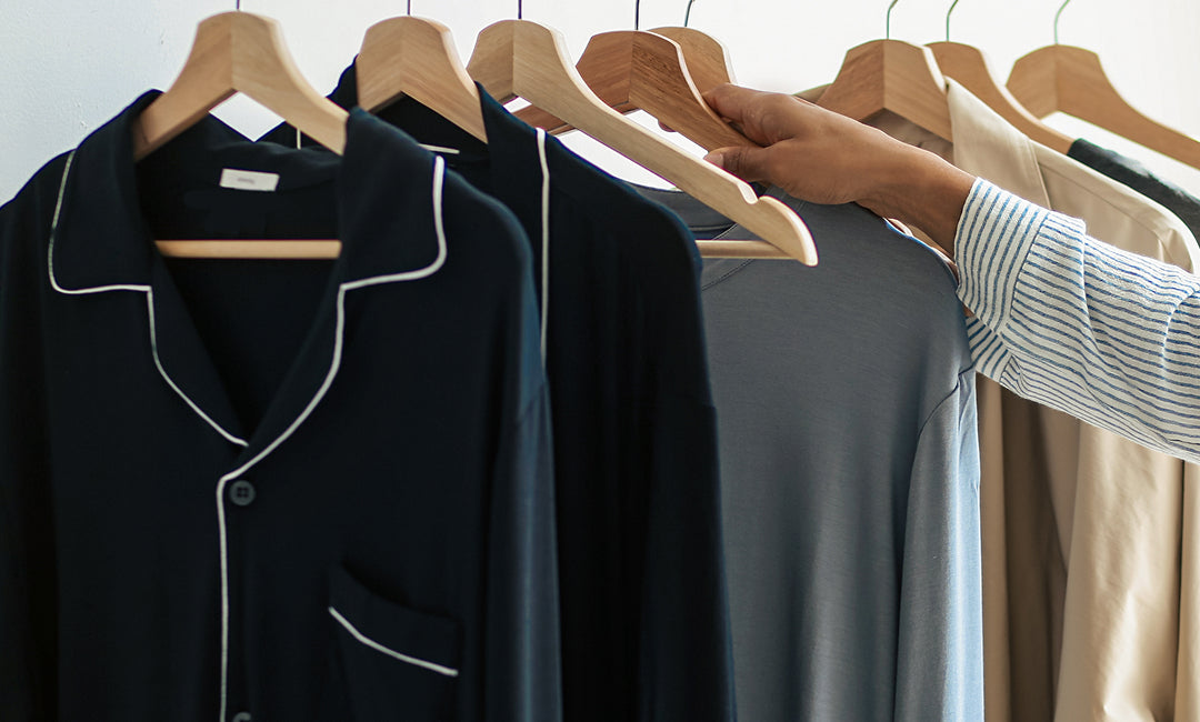 Image of Men's pajamas hanging on a rack