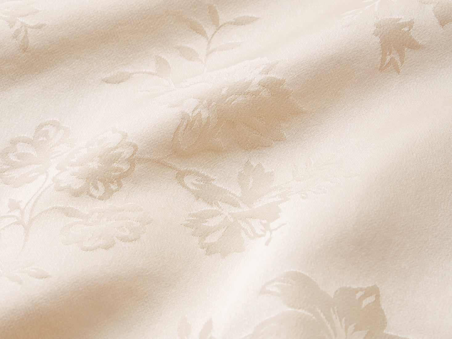 Image of fabric detail of Inez Floral Vine Peach Dust - Silk Jacquard