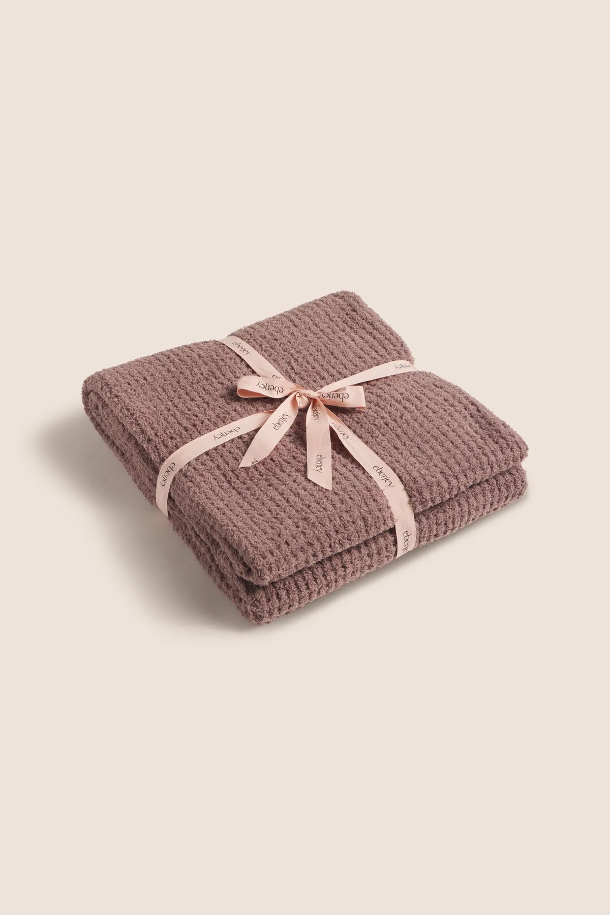 Recycled Boucle Waffle Blanket in Deep Taupe