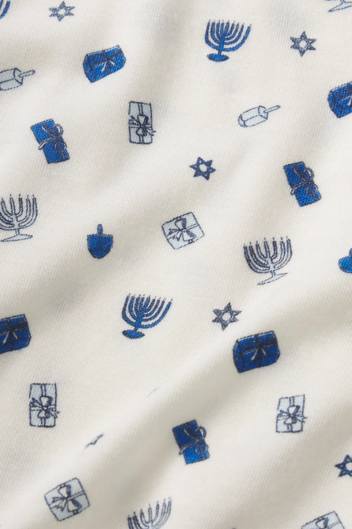 Gisele Printed TENCEL™ Modal fabric in Twinkling Menorah Ivory/Navy