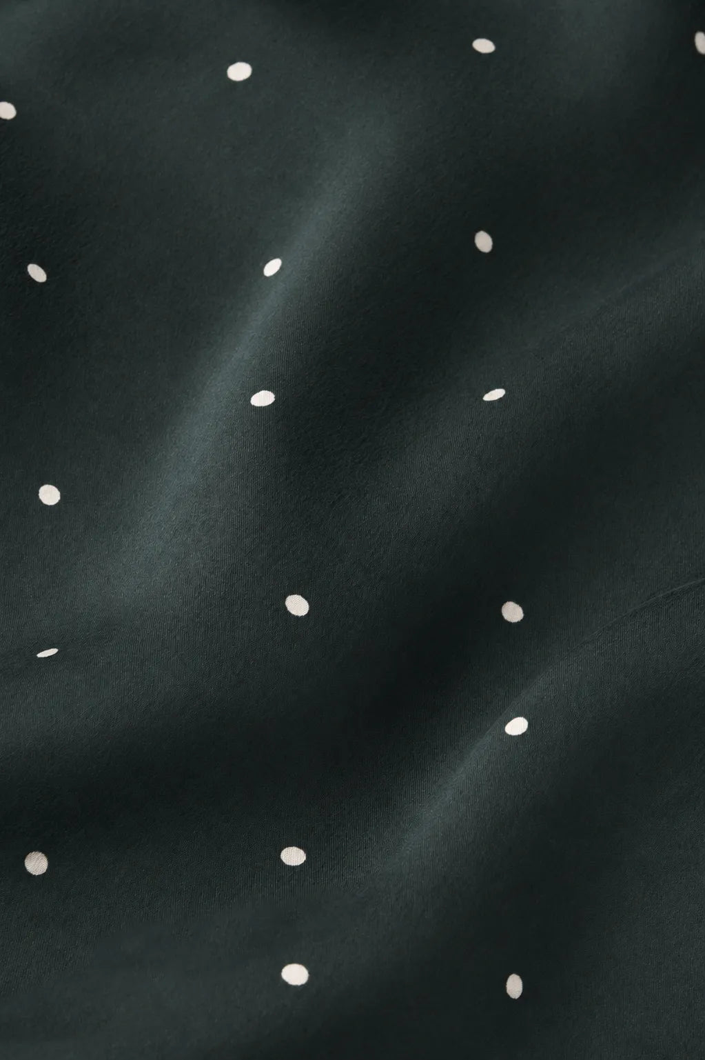 Inez Washable Silk Printed fabric in Dot Pine/Ivory