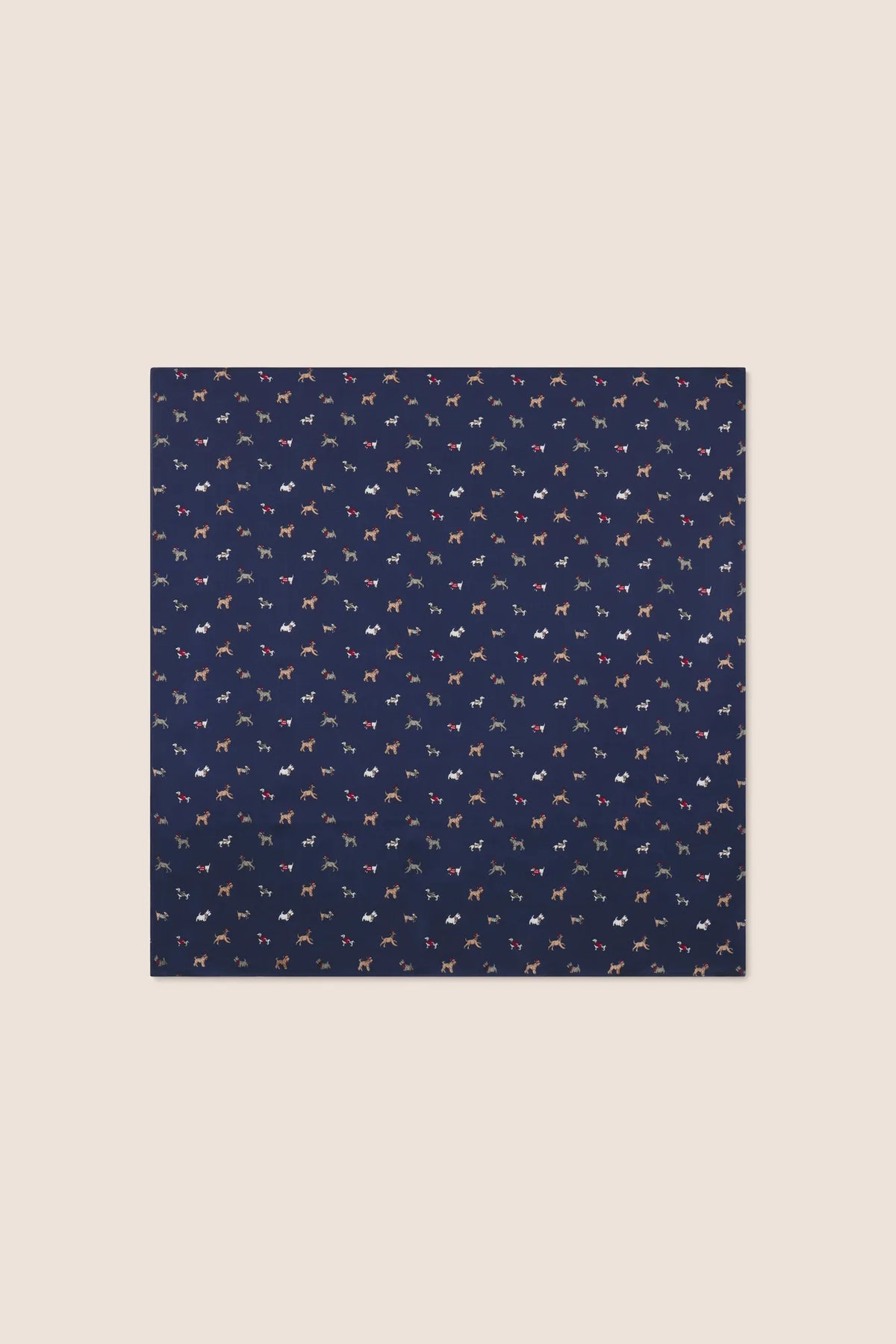 Inez Washable Silk Printed Scarf in Santa Paws Navy