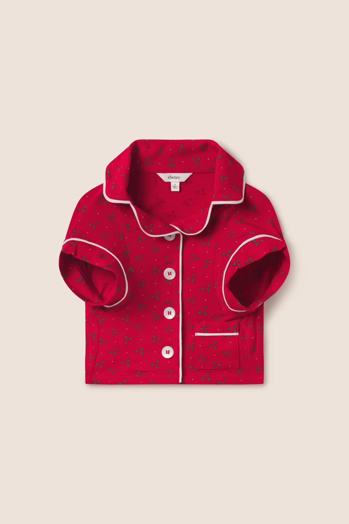 Pet pj in hollyberry holly red