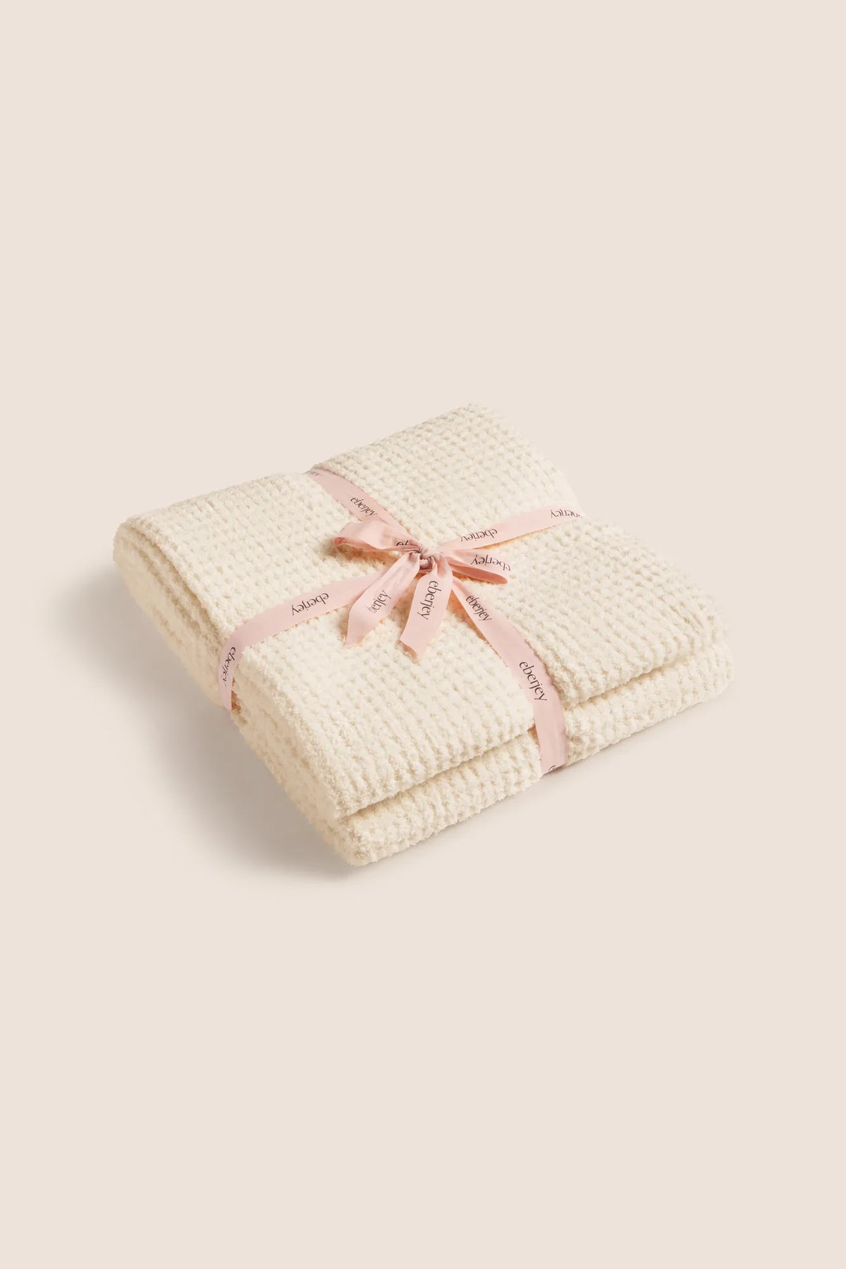 Image of Recycled Boucle Waffle Blanket in Ivory