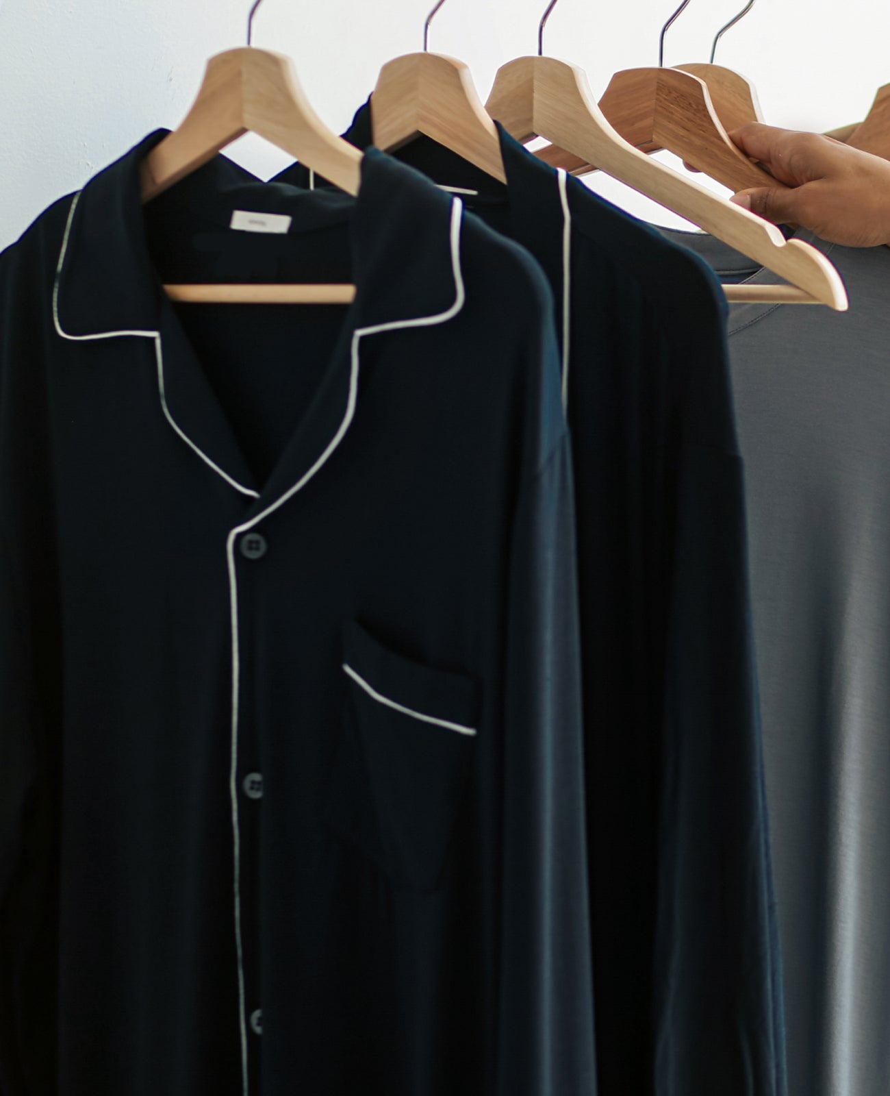 Image of Mens PJs Hanging on rack