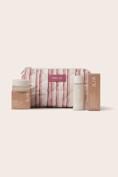  EBJ X ILIA REVRSBLE POUCH in Brushstroke Rose/Bloomscape