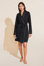 Model is wearing the Gisele TENCEL™ Modal Robe in Black/Sorbet Pink.