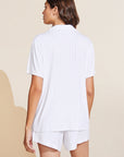 Model wears Gisele TENCEL™ Modal Rib Relaxed Short PJ Set in white.