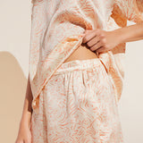 Eberjey Inez Washable Silk Printed Short Sleeve Tee & Boxer PJ Set - Marble Rose Cloud