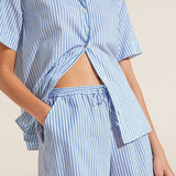 Eberjey Organic Sandwashed Cotton Printed Short PJ Set - Nautico Stripe Azure