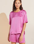 Inez Washable Silk Short Sleeve Tee & Boxer PJ Set