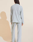 Model is wearing Nautico Long PJ Set in White/Forest Green.