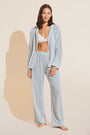 Model is wearing Nautico Long PJ Set in White/Forest Green.