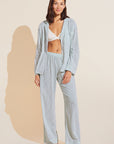 Model is wearing Nautico Long PJ Set in White/Forest Green.